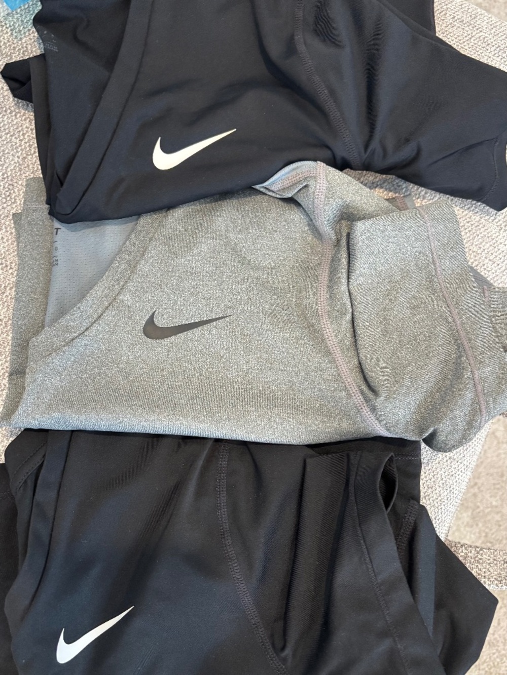 Nike Dri Fit v-neck top 2 black and 1 grey